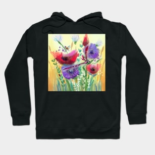 Poppy Meadow Purple Dandelions Hoodie